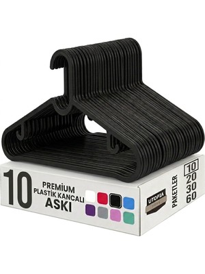 Esranın Dünyası Coverest 10 Adet Slim Plastik Elbise Askısı, Gardrop Için Alan Tasarruflu Pantolon Gömlek Ceket Etek Askısı, Kıyafet Askısı, 39.5 cm x 17.5 cm (10, Siyah)