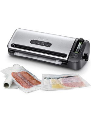 Foodsaver Kesme Cihazı ve Rulo Depolamalı Vakum Kapatma Makinesi | Elde Taşınır Vakumlama Makinesi ve Marine Etme Fonksiyonlu | Çeşitli Vakum Torbaları Içerir [FFS017X], Gümüş