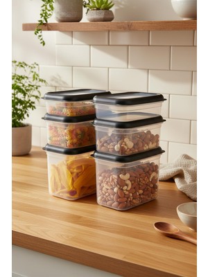 Esranın Dünyası Bernardo Hide Plus 6'lı Saklama Kabı Siyah (2x 1,9lt - 2x 1 Lt - 2x 0,70 Lt)