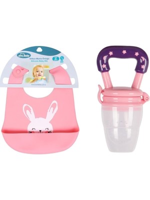 Esranın Dünyası Sevi Bebe Silikon Mama Önlüğü + Silikon Meyve Emziği