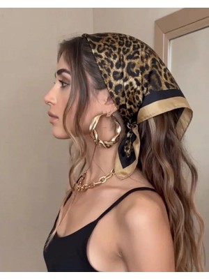 Trend Dokunuş 50-50 DatenKadın Leopar Desenli Fular Bandana