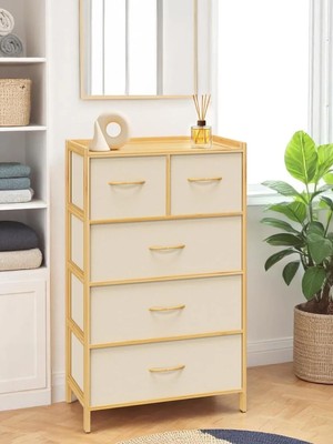 Esranın Dünyası Digithome Bambu 5 Çekmeceli Dolap Organizer Çok Amaçlı Düzenleyici Şifonyer DB-0013