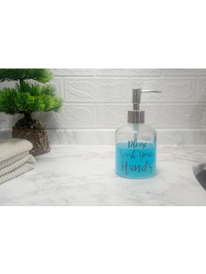 Esranın Dünyası Cam Sıvı Sabunluk,yazılı Model 300ML Banyo Seti 7,6X15,5CM