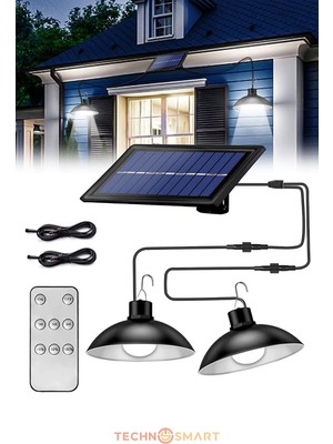 Technosmart Solar 2 Lambalı Askılı Kumandalı Renk ve Seviye Seçenekli Bahçe Aydınlatma Sokak