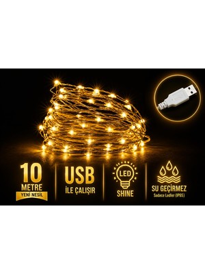 Esranın Dünyası Dekonivia Peri LED Işık 10 Metre Günışığı USB ile Çalışan Çok Amaçlı Dekoratif Aydınlatma