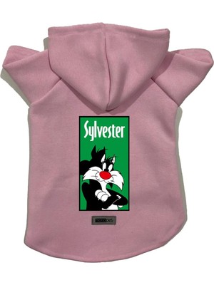 Esranın Dünyası Monopetz Kapişonlu Polar Sweatshirt Köpek ve Kedi Kıyafeti & Elbisesi Pembe Sylvester M