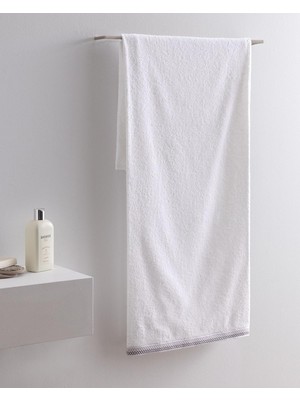 Esranın Dünyası Madame Coco Topaze Pamuklu Banyo Havlusu - Beyaz/gri - 70X140 cm
