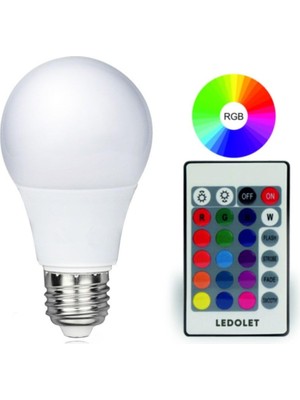 Esranın Dünyası Lin Grup Rgb LED Ampül 220V 9W E27 Kumandalı Ledolet