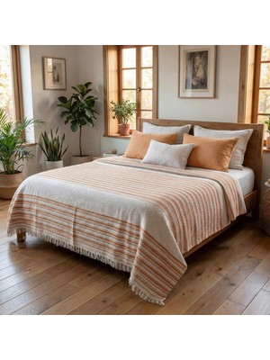 Esranın Dünyası Loomvia Kanepe, Koltuk ve Yatak Örtüsü - 240X260 cm - Bambuviskon Kumaş - Nefes Alır ve Yakmaz - Oturma Odası ve Yatak Odası Dekorasyonu - Hafif Yazlık Battaniye - Turuncu