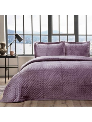 Esranın Dünyası Taç Alvin DÜZ%100 Polyester Yatak Örtüsü Seti, Mürdüm, Tek Kişilik