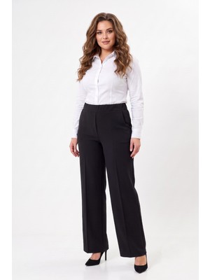 Kadın Bol Paça Beli Lastikli Kumaş Pantolon BGL-ST04322