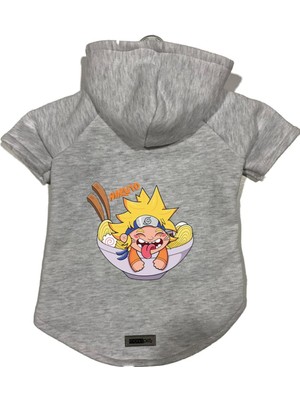 Esranın Dünyası Monopetz Kapişonlu Polar Sweatshirt Köpek ve Kedi Kıyafeti & Elbisesi Gri Naruto Xs