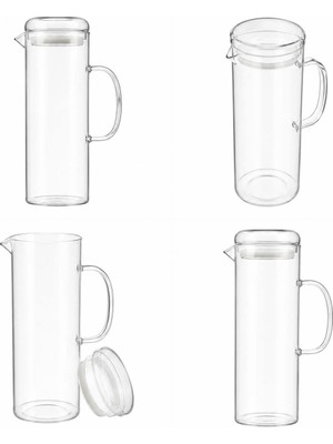 Esranın Dünyası Fethiye Toptan Sürahi Cam Borosilikat Termos Sızdırmaz Kapaklı Şık Baş Ucu Su Şişesi Karaf 1200 Ml, Yuvarlak Model