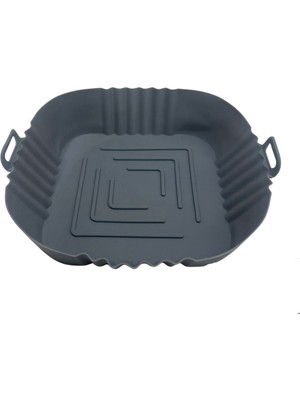 Esranın Dünyası Buffer® Renkli Isıya Dayanıklı Yıkanılabilir Silikon Fırın ve Airfryer Kare Model Pişirme Matı 20 cm (Gri)