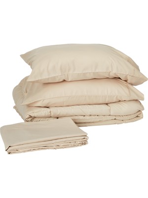 Esranın Dünyası Sweet Home Collection 7 Parça Yorgan Seti Çanta Düz Renk Tüm Sezon Yumuşak Aşağı Alternatif Battaniye ve Lüks Mikrofiber Yatak Çarşafları, Bej, Ikiz Xl
