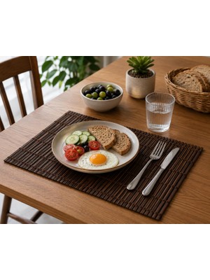 Esranın Dünyası Bambu Amerikan Servis Doğal Bambu Masa Servis Altlığı 43 x 30,5 cm 2 mm Sofra ve Sunum Için Dekoratif Masa Matı