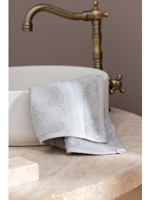Esranın Dünyası Madame Coco Martha 2'li (Tencel™) Pamuklu El Havlusu - Açık Gri - 30X45 cm