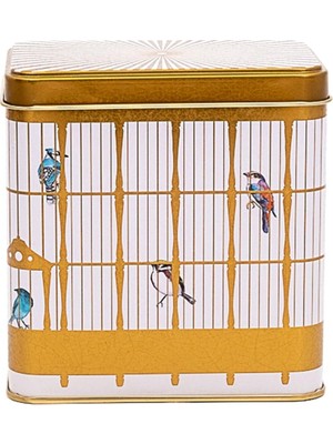 Esranın Dünyası EVLE-ER205-T7 Bird Cage Desenli Kare Metal Saklama Kabı 9x9 cm (Bird Cage)