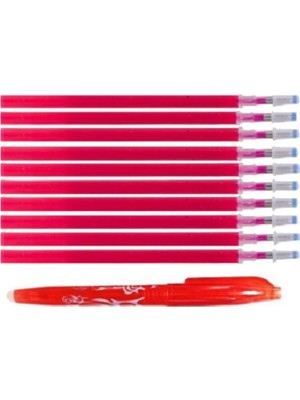 Esranın Dünyası Bluestar Ütü Buharı ve Isı ile Uçan Silinebilen Refill Kalem Içi ve Kalem Kırmızı 11 Adet, 04062021UKLMK