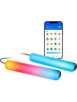 Esranın Dünyası Wiz 2'li Gradient Işık Barı - Siyah (30 Cm) Rgbıc Aynı Anda Birden Fazla Renk Gösterir – Kolay Kurulum, Wi-Fi ile Bağlanır – Uygulama/dil ile Kontrol, Google Home, Alexa ve Homekit ile Çalışır