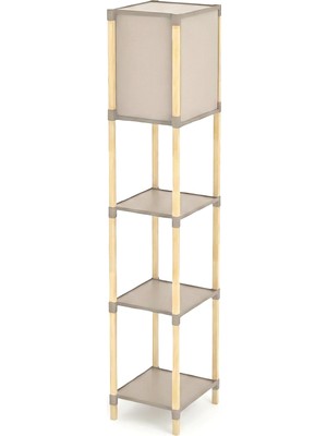 Esranın Dünyası Fıxwood Raflı Lambader 22X24X137 cm – Doğal Ahşap 3 Katlı Depolama, Sıcak Işık, Modern Minimal Tasarım, Kolay Montaj