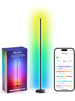 Esranın Dünyası Nanoleaf Matter Akıllı Lambader (Siyah), Rgbıc LED Lambader, Işık Ayarlı (Dimmable), Müzik Senkronizasyonu, Dinamik Geçişli Sahneler, 1700LM, Uygulama ve Sesle Kontrol (Alexa ve Apple ile Uyumlu)
