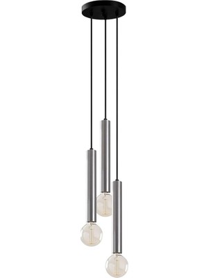 Esranın Dünyası Amber LED Şık Metal Gövdeli 3'lü Tepsi Sarkıt Pütürlü Siyah E27 Uyumlu, SIYAH-6011