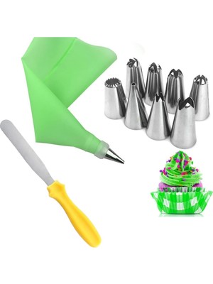 Esranın Dünyası 9 Parça Pasta Süsleme Seti, Krema Sıkma Torbası, Dekorasyon Duyu ve Spatula