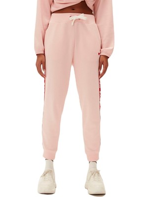 Esranın Dünyası Trainer Sweatpants Pudra Pembe Logo Baskılı Kadın Eşofman Altı