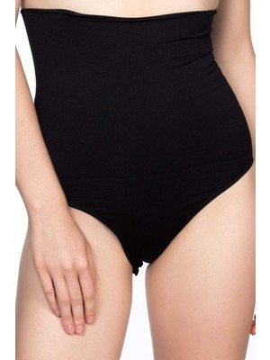 Marsilyan Siyah Double Yüksek Bel Çıtçıtlı  Slip Korse