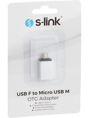 Esranın Dünyası S-Link SL-TAOTG25 Gümüş Metal Gövde USB F To Microusb M Otg Çevirici
