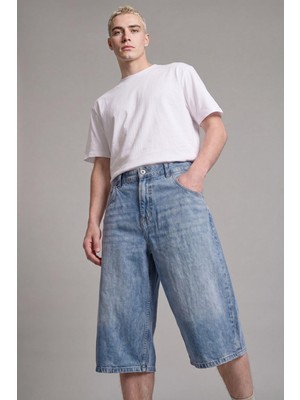 Esranın Dünyası DEFACTO%100 Pamuk Super Baggy Fit Mavi Bermuda Jean Şort I3952AX26HS