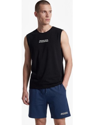 Esranın Dünyası Pamuklu Cepli Straight Fit Beli Bağcıklı Baskılı Spor Şort