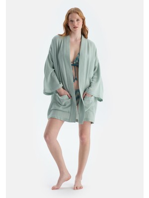 Esranın Dünyası Dagi Kadın Kimono, Örme, Mint Yeşili, Lxl, 385