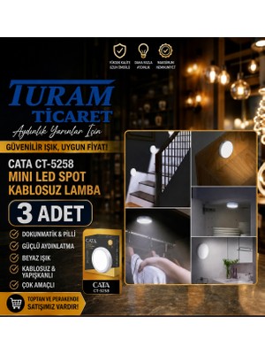 Cata Saka Kablosuz LED Kabin 3 adet