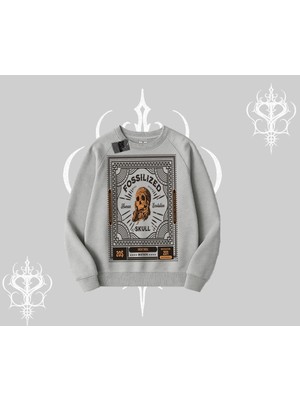 Esranın Dünyası Tarzsokak Biskilet Sweatshirt Fossilized Skull Underground Archive, Gri, Xl