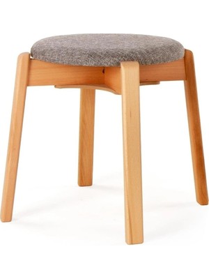 Esranın Dünyası Unboxdeco Arc Kayın Puf Tabure Yuvarlak Modern Bench Oturak Tekli (Gri)
