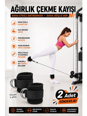 Esranın Dünyası Spor Byfit D Halkalı Ayak ve El Bileği Için Ağırlık Çekiş Kayışı (Siyah)