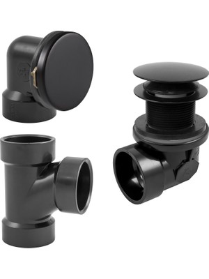 Esranın Dünyası Westbrass D593ARK-62 Tesisatçı Paketi Banyo Atık Grubu Uç Burunlu Tahliye Tapası, Illüzyoner Taşma Ön Yüzü ve Sch. 40 Abs Dirsek, Mat Siyah