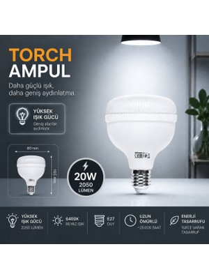 Repplam Horoz Beyaz Işık Torch Ampul Yüksek Lümen Yüksek Işık Büyük Ampul Jumbo Ampul