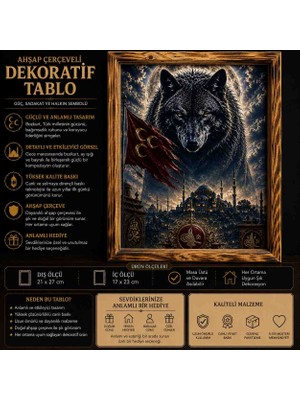 Miina Aksesuar 🐺 Ahşap Çerçeveli Bozkurt Temalı Dekoratif Tablo 🐺