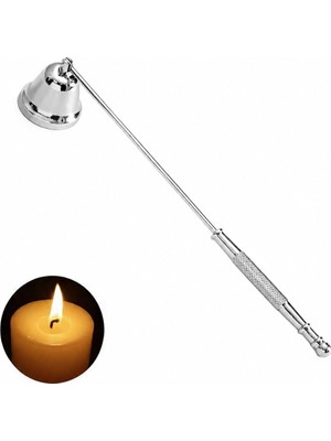 Esranın Dünyası Hareketli Baş Çelik Silver 22 cm Dekoratif Çan Dizayn Saplı Mum Söndürücü CIN818SLV