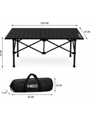Esranın Dünyası Neo Trail Katlanabilir Premium Kamp Masası | Kompakt Tasarım, 120X55 4 Kişilik Masa, Taşıma Çantalı, Kolay Kurulum
