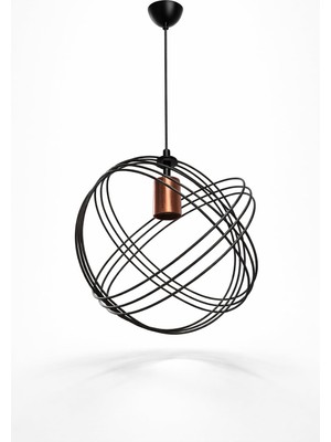 Esranın Dünyası Modern Endüstriyel Sarkıt Avize – Metal Geometrik Tavan Lambası, Minimalist Pendant Aydınlatma, Salon Mutfak Ofis Dekoratif Lamba (Siyah & Bakır Detay)