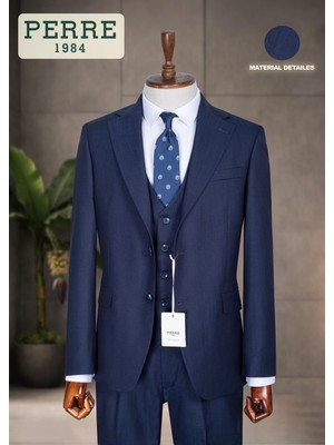 Erkek Slim Fit 3'lü Takım Elbise – Ceket, Yelek ve Pantolon – Likralı Viskon Kumaş
