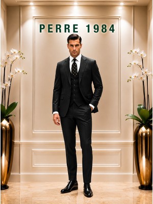 Erkek Slim Fit 3'lü Takım Elbise – Ceket, Yelek ve Pantolon – Likralı Viskon Kumaş