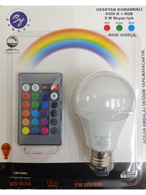 Renk Değiştiren 9W Rgb LED Ampul, RGB3RD20002