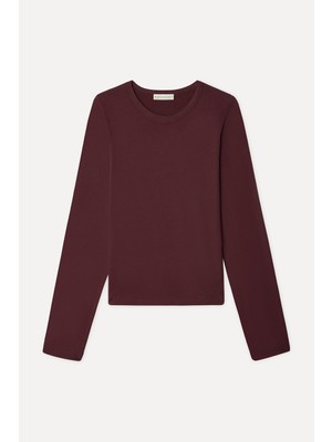Mudo Kadın Bordo Açık Yaka Uzun Kollu T-Shirt
