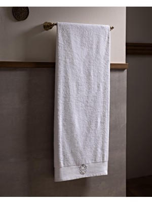 Odea MAOR%100 Pamuk Nakışlı Banyo Havlusu - Beyaz/silver - 80X160 cm