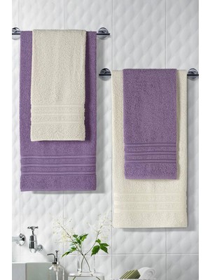 Odea Riona Pamuklu 50X90-70X140 cm 4'lü Banyo Havlu Seti (Krem)